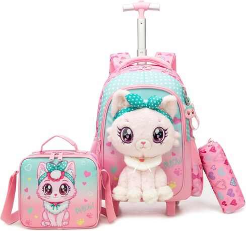 Meetbelify Rolling Backpack for Girls Backpacks with Wheels for Elementary Student Kids School Travel Bag for Girls Ages 6-8 Years Old in Saudi Arabia