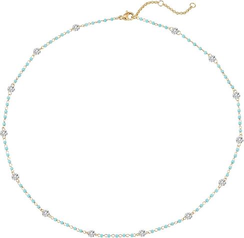 Dremmy Studios Western Necklace for Women 14K Gold Turquoise Bead Choker Necklace Boho Charm Necklace Dainty Beach Necklaces for Women Summer Jewelry Gifts in Saudi Arabia