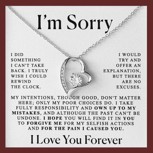 LUXUS™ 18K White Gold Heart Necklace with Cubic Zirconia –Apology Gift for Her, Romantic Love Necklace for Girlfriend or Wife in Saudi Arabia