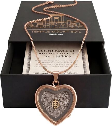 Authentic Temple Mount Soil Heart Necklace for Women & Men – Certified Jerusalem Holy Land Pendant with Sacred Soil, Christian Faith Jewelry, Biblical Spiritual Necklace, Religious Gift Keepsake in Kuwait
