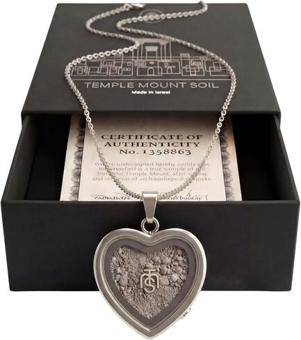 Authentic Temple Mount Soil Heart Necklace for Women & Men – Certified Jerusalem Holy Land Pendant with Sacred Soil, Christian Faith Jewelry, Biblical Spiritual Necklace, Religious Gift Keepsake in Kuwait