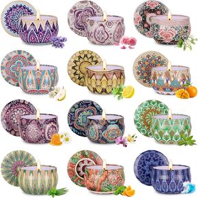 YINUO Scented Candle Gift Set for Women, 12 Pack Soy Wax Aromatherapy Candles, Floral, Citrus & Fresh Scents, Birthday Gifts for Women in Saudi Arabia