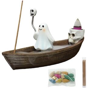 Ghost Incense Holder for Sticks Skeleton Ship Halloween Incense Cone Burner, Incense Stick Burner, Resin Cute Incense Holder, Gothic Incense Stick Burner, Yoga Meditation Aromatherapy Decor (Ghost) in Kuwait