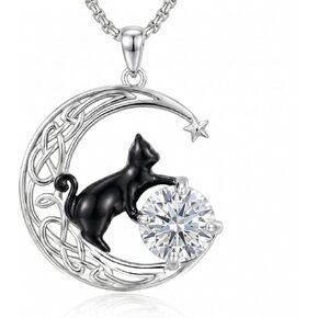POIUY Cat Necklace for Women Birthstone Jewelry Necklace Moon Pendant Jewelry for Mom Christmas Birthday Anniversary Mothers Valentines Day Cat Gift for Cat Lovers Mother Women Wife Her in Saudi Arabia