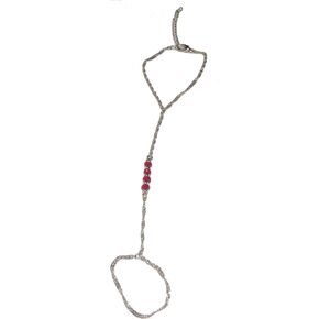 Fashion Jewelry ~ Burgundy Red Beads Hand Chain Slave Bracelet Ring Combo for Women Casual(B4850-BUR LJ) in Kuwait