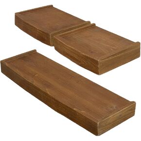 Ledge Shelf Solid Wood Floating Shelves Wall-Mounted with Brackets - Ideal for Living Room, Bedroom, Laundry & Kitchen | Book & General Storage Home Decor (Brown, Single Unit (23in)) in Saudi Arabia