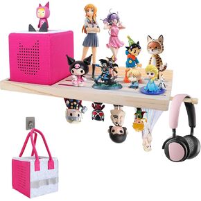 Large Tonie Shelf for Toniebox,Magnetic Wooden Floating Shelves Compatible with Tonie Accessories, Characters & Figures, Display Collection (Natural Wood) in Saudi Arabia