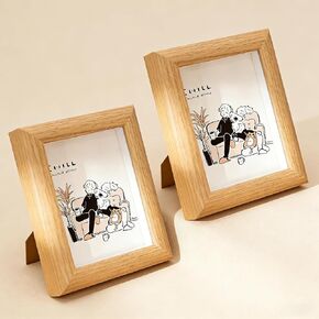 2x3inch Mini Picture Frames Set of 2, Picture Frames for Tabletop Display, Mini Photo Frames Natural Wood frame in Saudi Arabia