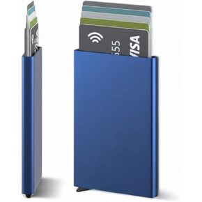 Slim Aluminum Card Holder Wallet for Men, Minimalist RFID Blocking Wallet with Smart Pop-Up Function, Metal Wallet, Holds 5-7 Cards, Ultra-Thin Compact, Gifts for Men, Men's Accessories (Silver) in Saudi Arabia