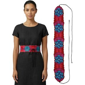 Mexican Belt for Women Traditional Embroidered Belt Sash for Dress Fiesta Cinco de Mayo Clothing in Saudi Arabia