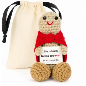 Funny Handmade Crochet Doll Gift for Adults, Novelty Crochet Plush with Linen Bag, Small Quirky Keepsake for Birthday, Encouragement, Romantic or Everyday Surprise in Saudi Arabia
