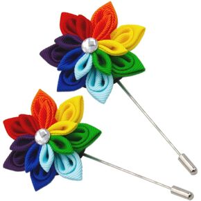 Premium Handmade Pride Pins Rainbow Flower Brooch Gay Flag Lapel Enamel LGBT Lapel Pins Decoration for Clothes and Bags Pride Month (00-Rainbow Flower Brooch 2Pack) in Saudi Arabia