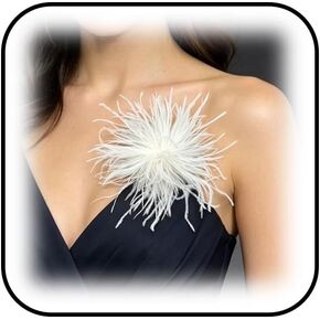 Feather Flower Brooch for Women Dainty Large Floral Brooch Pin Oversized Feather Brooch Elegant Lapel Pin for Dresses Suits Shawls in Kuwait