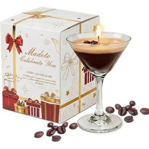Espresso Martini Candle in Reusable Glass | Strong Scented Natural Soy Wax Coffee Candle, Home & Bedroom Decor | Unique Gifts for Women & Girls for Birthday, Valentine‘s Day, Mother’s Day in Saudi Arabia