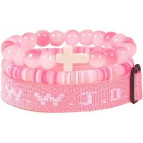 Fulbelle WWJD Bracelet Set for Women, Stackable Cross Beads & Adjustable Wristband Faith Jewelry Gift in Saudi Arabia
