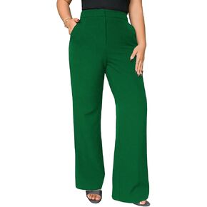 Ulovmi Women's Wide Leg Dress Pants High Waisted Stretchy Button Bootcut Pant Casual Work with Pockets in Saudi Arabia