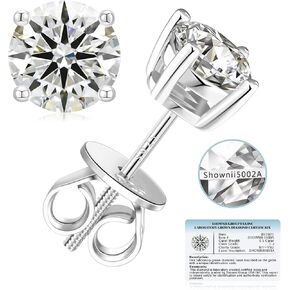 SHOWNII Diamond Earrings for Women Certified LAB GROWN Studs Earring 0.5CT 1CT 14K Gold Plated S925 Sterling Silver 4-Prong Screw Back Round Cut (I-J Color, S1-VS2 Clarity). in Saudi Arabia
