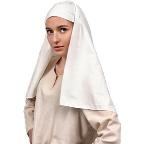 KUOIN Women's Medieval Headpiece White Coif Nun Headscarf Renaissance Costume Accessories in Saudi Arabia