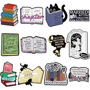 Book Enamel Pins | 12-Piece Set of Literary & Bookish Pins for Book Lovers, Readers & Collectors | Premium Quality Enamel Badges in Saudi Arabia