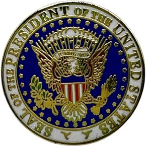 Gold Enamel Great Seal of the United States Lapel Pin, Eagle Badge, 1.125 Inch in Kuwait