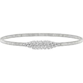 Silver Rhinestone Elastic Waist Belt for Women, Lightweight Metal Chain Dress Belt, Durable Sparkly Skinny Crystal Accessory for Wedding Party, Formal Occasion, Bridal Shower in Saudi Arabia