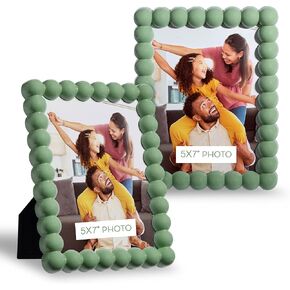 Sheffield Home Scalloped Edge Rounded Dots 5x7 Photo Frame, Decorative Cottage Living Wall or Tabletop Picture Frame, 2 Pack, Cream in Saudi Arabia