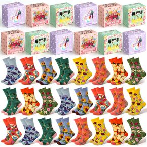 Glitopper 24 Sets Mother's Day Socks Bulk with Gift Boxes Floral Sock Women Flower Novelty Gifts for Mom Birthday in Saudi Arabia