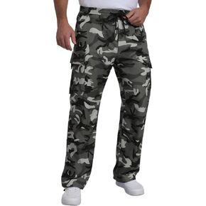 Men’s Camo Cargo Pants Cuffs Lightweight Relaxed Fit Straight Leg with Elastic Waist Drawstring Multi Pockets in Saudi Arabia