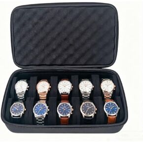 10 Slots Watch Travel Case for Men and Women with Zipper, Hard Watch Storage Box with Removable Shockproof Watch Pillows in Saudi Arabia