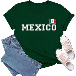 Mexico Shirts for Women Mexican Flag T-Shirt Mexico Letters Print Tee Tops in Saudi Arabia