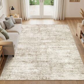 5x7 Area Rugs Living Room: Washable Non Slip Soft Abstract Beige Rugs for Bedroom Dining Deor, Low Pile Stain Resistant Indoor Carpet for Farmhouse Nursery Office Kid & Pet Friendly in Saudi Arabia