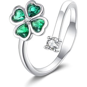 Four Leaf Clover Ring Open Adjustable Ring Irish Lucky Green Clover Shamrock Jewelry Birthday Graduation Christmas Gift for Women in Saudi Arabia