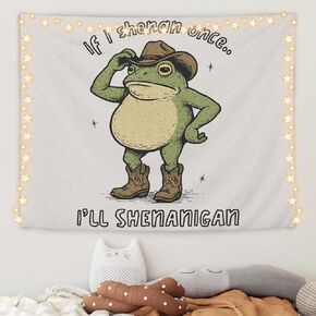 OHDCE Funny Cowboy Frog Tapestry Wall Hanging, Retro Western Cowboy Boots Frog Blanket Tapestries Wall Decoration for Bedroom Living Room Home Office, 50x60 Inch in Saudi Arabia