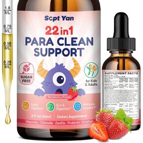 22 in 1 Parasite Cleanse for Humans & Kids, Herbal Gut Cleanse Liquid Drops with Wormwood, Black Walnut, Clove, Chlorella, Oregano, Digestive Health Support - Strawberry Flavor, 2 Fl Oz in Saudi Arabia