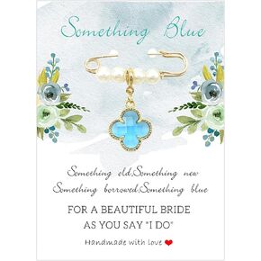 WISHOW Something Blue Charm for Wedding Bouquet,Bridal Shower Gifts from Mom Sister Friend, Wedding gifts,Pin-on Bridal Bouquet, Garter, Dress Beautiful Keepsake for Bride in Saudi Arabia