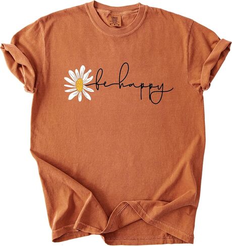 Be Happy Daisy Shirt Cute Aesthetic Graphic Tee for Women Positive Vibes Floral Shirt Inspirational Summer Top in Kuwait