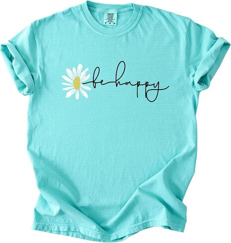 Be Happy Daisy Shirt Cute Aesthetic Graphic Tee for Women Positive Vibes Floral Shirt Inspirational Summer Top in Kuwait