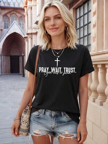 Christian Shirts for Women Faith T Shirts Jesus Religious Graphic Tees Cross Pray Bible Verse Inspirational Tops in Saudi Arabia