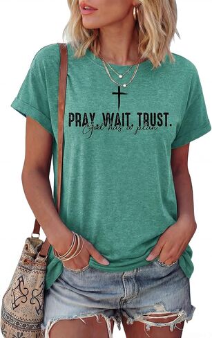 Christian Shirts for Women Faith T Shirts Jesus Religious Graphic Tees Cross Pray Bible Verse Inspirational Tops in Saudi Arabia