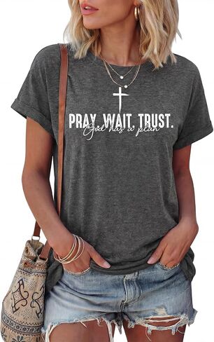Christian Shirts for Women Faith T Shirts Jesus Religious Graphic Tees Cross Pray Bible Verse Inspirational Tops in Saudi Arabia