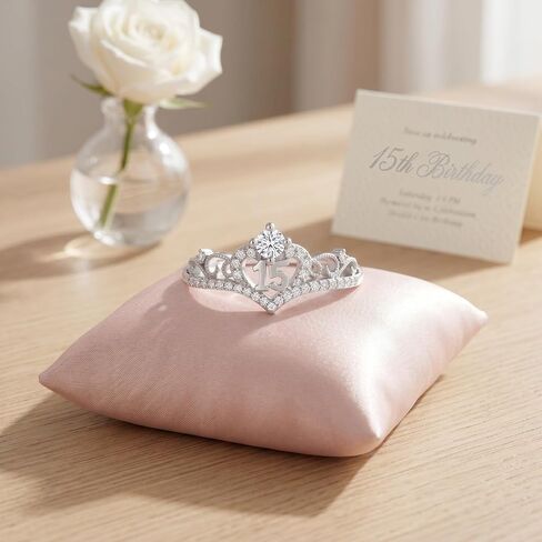 Quinceañera Gift 925 Sterling Silver Sweet 15 Quinceanera Crown Cubic Zirconia Ring for 15th Birthday Jewelry Gifts in Saudi Arabia
