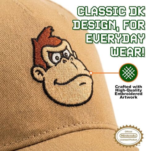 Donkey Kong Baseball Hat, Baseball Cap, Tan Hats for Men, Adult Hats, Adjustable Hat, Mens Women Baseball Caps, Cotton in Saudi Arabia