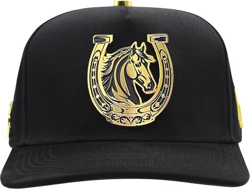 Ferreti Hats FT138 Premium Black Horse Hat for Men & Women - Metal Horse Emblem Hat - Snapback Baseball Cap, Gorra Negra de Beisbol para Hombre y Mujer in Saudi Arabia