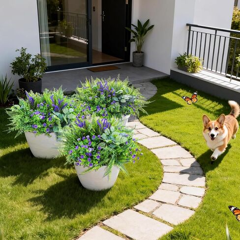 INQCMY Artificial Fake Plants Flowers for Outdoor 12 Bundles UV Resistant Outdoor Artificial Plants for Spring Summer Decoration No Fade Faux Outdoor Plants. in Saudi Arabia