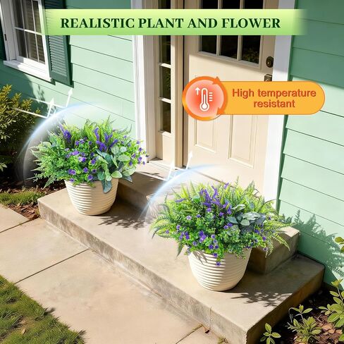 INQCMY Artificial Fake Plants Flowers for Outdoor 12 Bundles UV Resistant Outdoor Artificial Plants for Spring Summer Decoration No Fade Faux Outdoor Plants. in Saudi Arabia