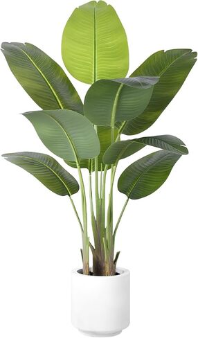 Artificial Bird of Paradise Plant 7.5Ft Tall Fake Tropical Palm Tree Large Fake Plants with 18 Silk Banana Leaves Faux Plant Indoor Decor Trees White Pot for Home Bedroom Living Room Office in Saudi Arabia