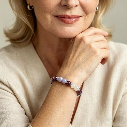 Menopause Bracelet for Women, Natural Stone Healing Beaded Bracelet for Anxiety Stress Relief Hormone Balance Bracelets for Menopause's Support Calming Vayro Balance Jewelry for Women in Saudi Arabia