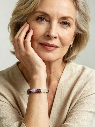 Menopause Bracelet for Women, Natural Stone Healing Beaded Bracelet for Anxiety Stress Relief Hormone Balance Bracelets for Menopause's Support Calming Vayro Balance Jewelry for Women in Saudi Arabia