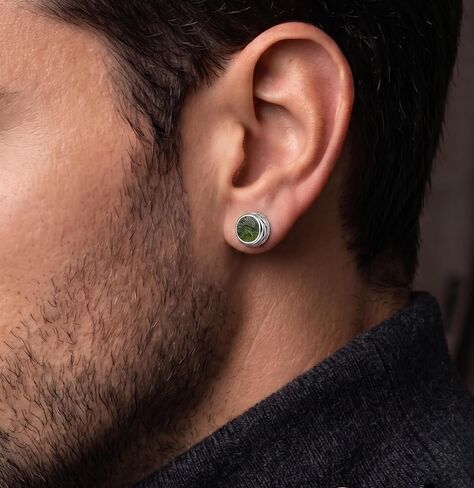 Genuine Moldavite Stud Earrings 925 Sterling Silver Handmade Jewelry 4/6/8 MM Real Czech Moldavite Crystal Stud Earrings Gift for Him/Her in Kuwait