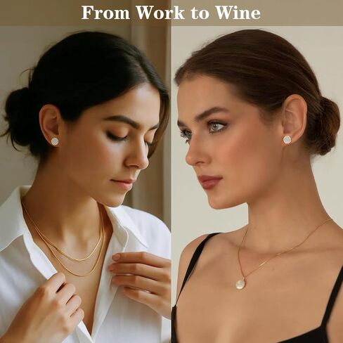 Two-Tone Stud Earrings for Women, 14K Gold Plated Earrings with Cubic Zirconia, Hypoallergenic 925 Sterling Silver Posts for Sensitive Ears, Jewelry Gift for Her in Saudi Arabia